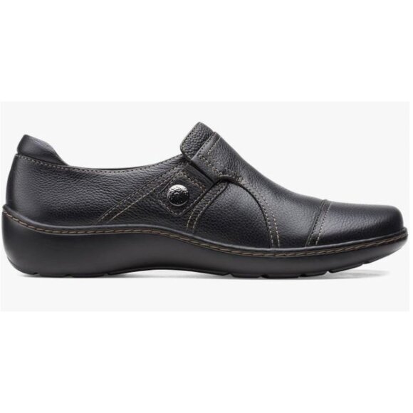 Clarks Shoes - Clarks Cora Poppy Loafers Slip On Black Leather Size US 10 EU 41.5 $90 [jb]